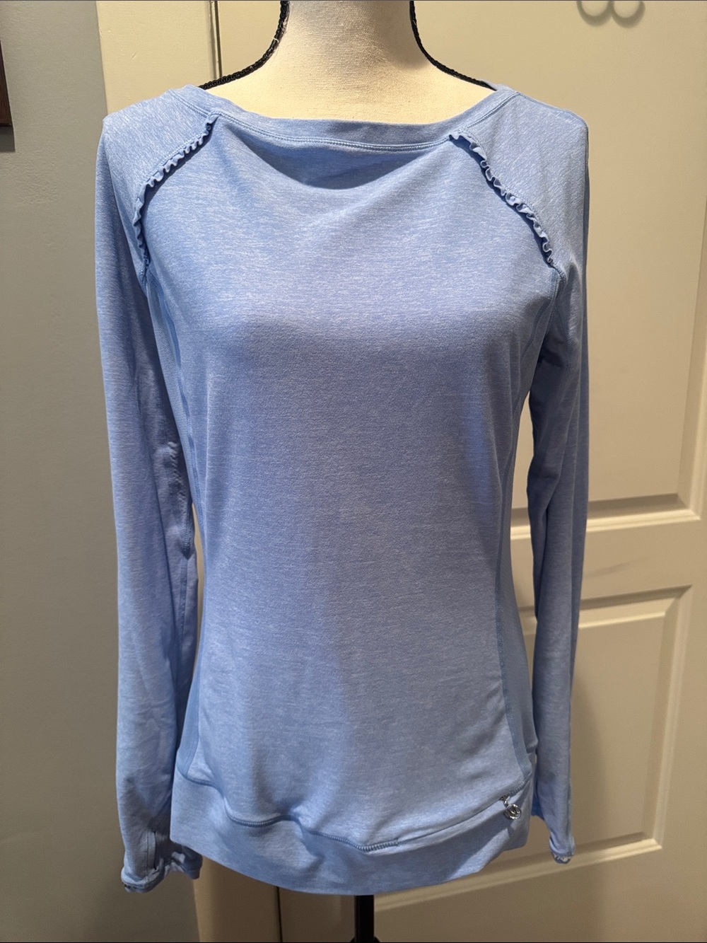 lululemon athletica Light Blue Long-Sleeve Ruffle Shoulder Top